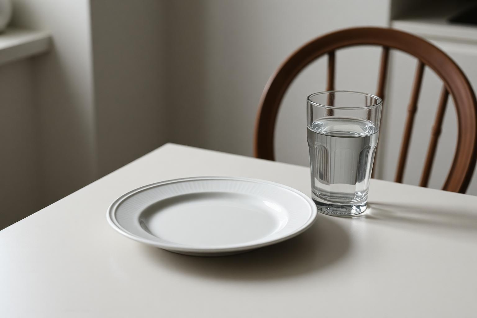 Assiette vide et chaise inoccupée sur une table, troubles alimentaires à l’adolescence